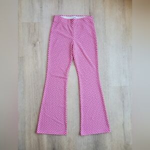 Garage Pink and White Checkered Flared Leggings